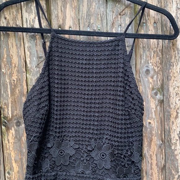 Black mini dress with crochet overlay Sz. S. - Picture 3 of 5